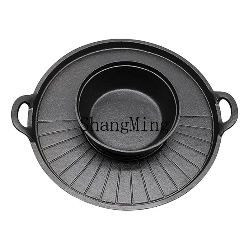 CL cast iron integrated pot for rinsing and cooking, raw cast iron pan, double-use pan for frying, binaural cast iron pot for barbecue