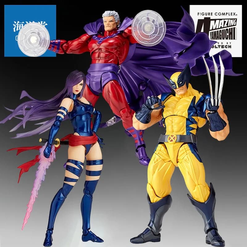 KAIYODO Originale Amazing Yamaguchi Anime Figure Psylocke & Magneto King & Wolverine Action Figure Giocattoli per Ragazzi Bambini Regalo Modellino