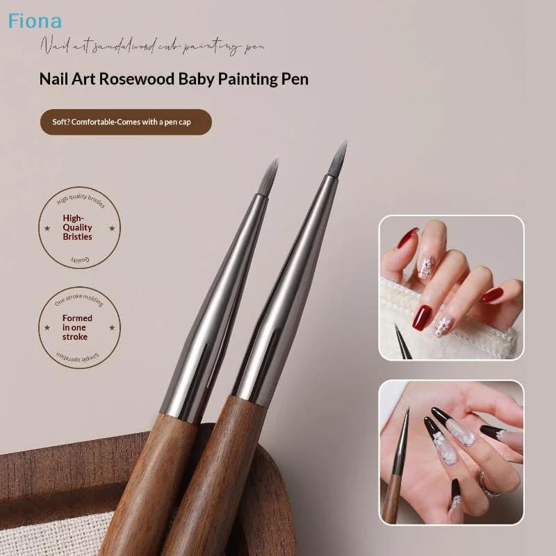 ☭ Penna per Nail Art in Legno di Sandalo, Pennello da 7mm per Pittura, Penna per Contorni, Penna per Intaglio, Penna per Fototerapia, Strumento per Manicure