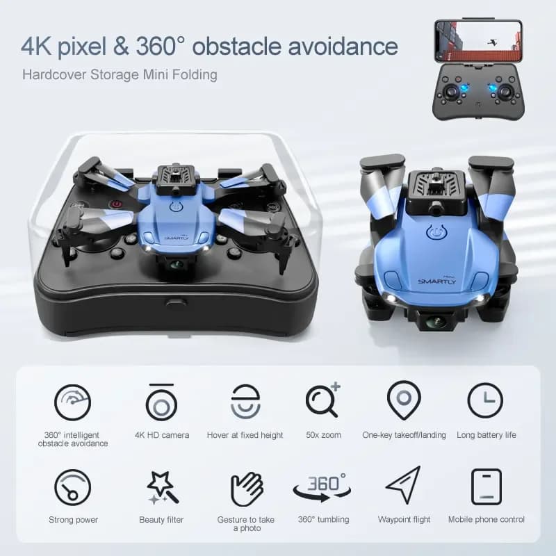 Telecamera 4K HD Evitamento ostacoli su quattro lati WIFI FPV RC Drone 2.4G Altezza fissa Rotolo 3D Waypoint Volo Controllo APP Quadcopter