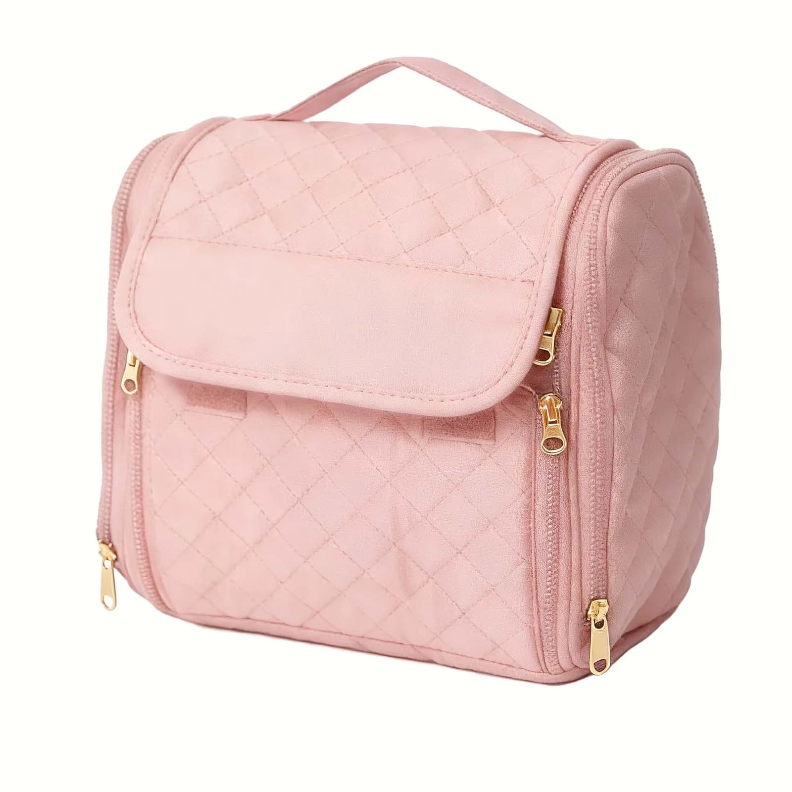 Ultimate 4-in-1 Hanging Travel Organizer - Waterproof Toiletry Bag, Laundry & Cosmetic Pouch with 360° Swivel Hook, Large Capacity Quilted Carry-on Essential for Gym, Hotel & Daily Use