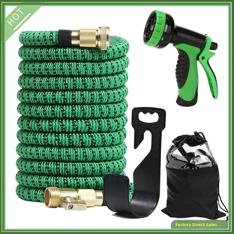 Tubo da Giardino Magico Espandibile, Tubo Flessibile Multifunzione per Giardinaggio e Lavaggio Auto, Pistola ad Acqua Gyro, Creativo Transfrontaliero, T-S... a Manica Corta