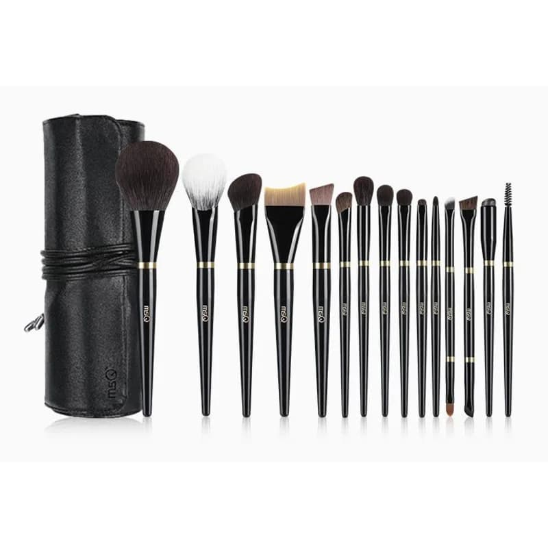 MSQ/Meisikou Set trucco professionale Piano Master da 15 pezzi Ombretto Fondotinta Fard Pennello per cipria in polvere Capelli di animali