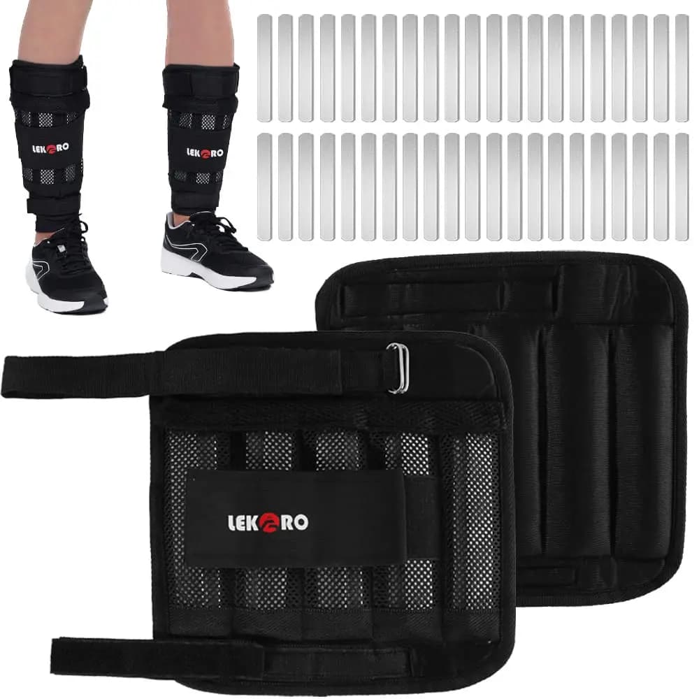 1 pair of ankle weight straps (with steel plate) with adjustable weight, suitable for fitness exercises and strength training