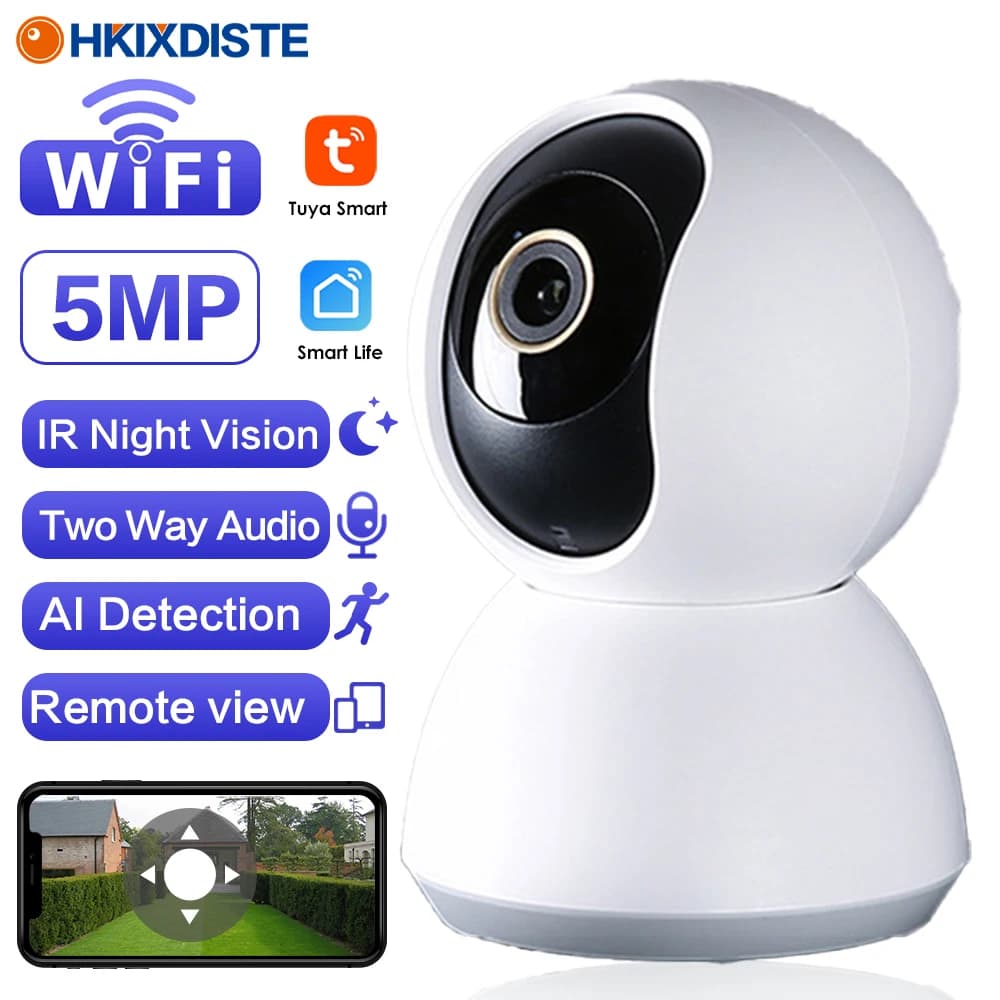 Tuya 5MP Wifi Smart Home Baby Monitor Audio bidirezionale Mini telecamera IP di sicurezza interna 2K PTZ Telecamera di sorveglianza CCTV con accesso remoto