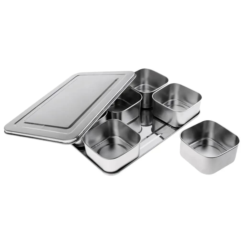 Set di Contenitori per Spezie in Acciaio Inox con Scomparti Multipli, Barattoli per Condimenti per Organizzazione Domestica