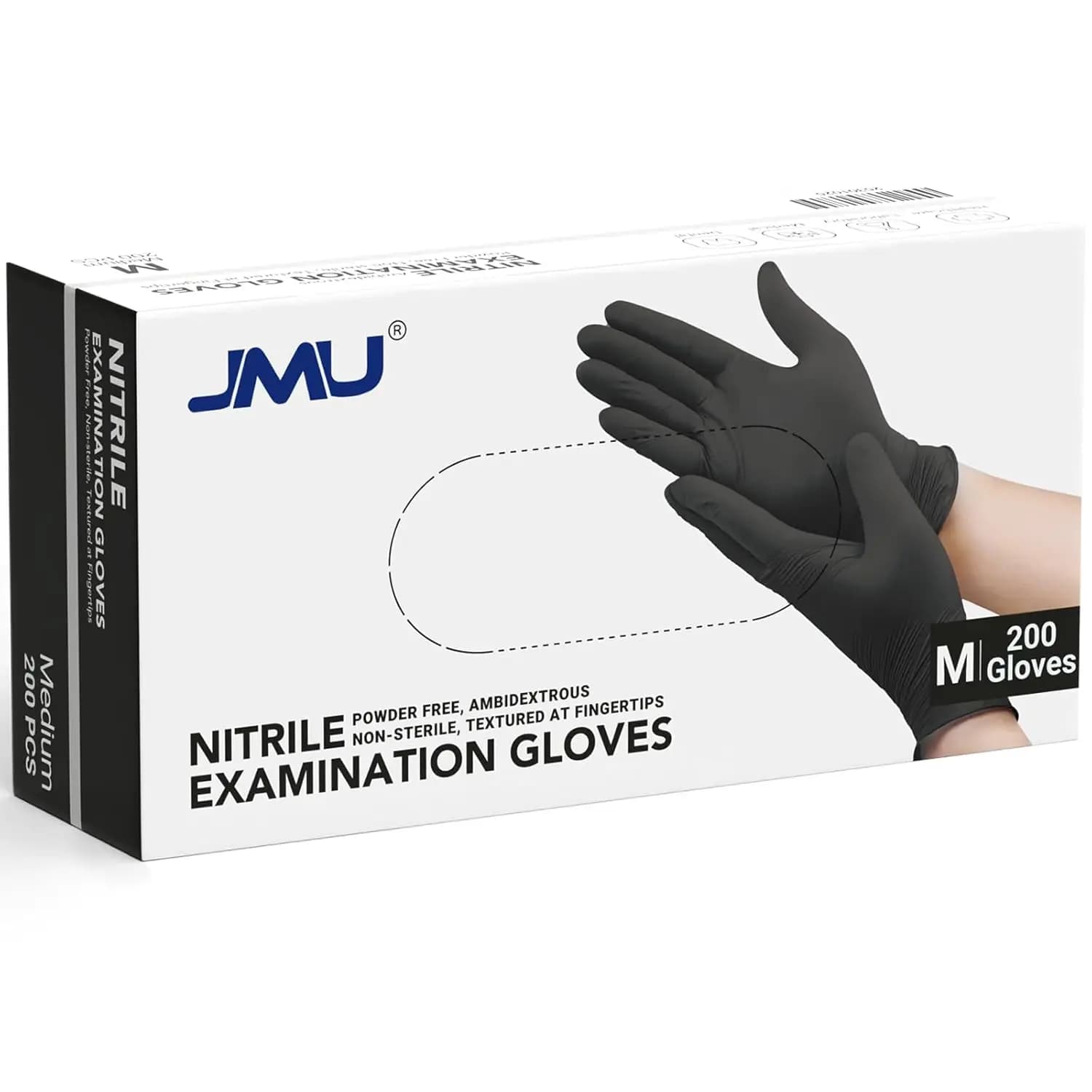 200 Guanti in Nitrile Nero, Taglia Media, 3,5 Mil, Senza Lattice e Senza Polvere, Monouso