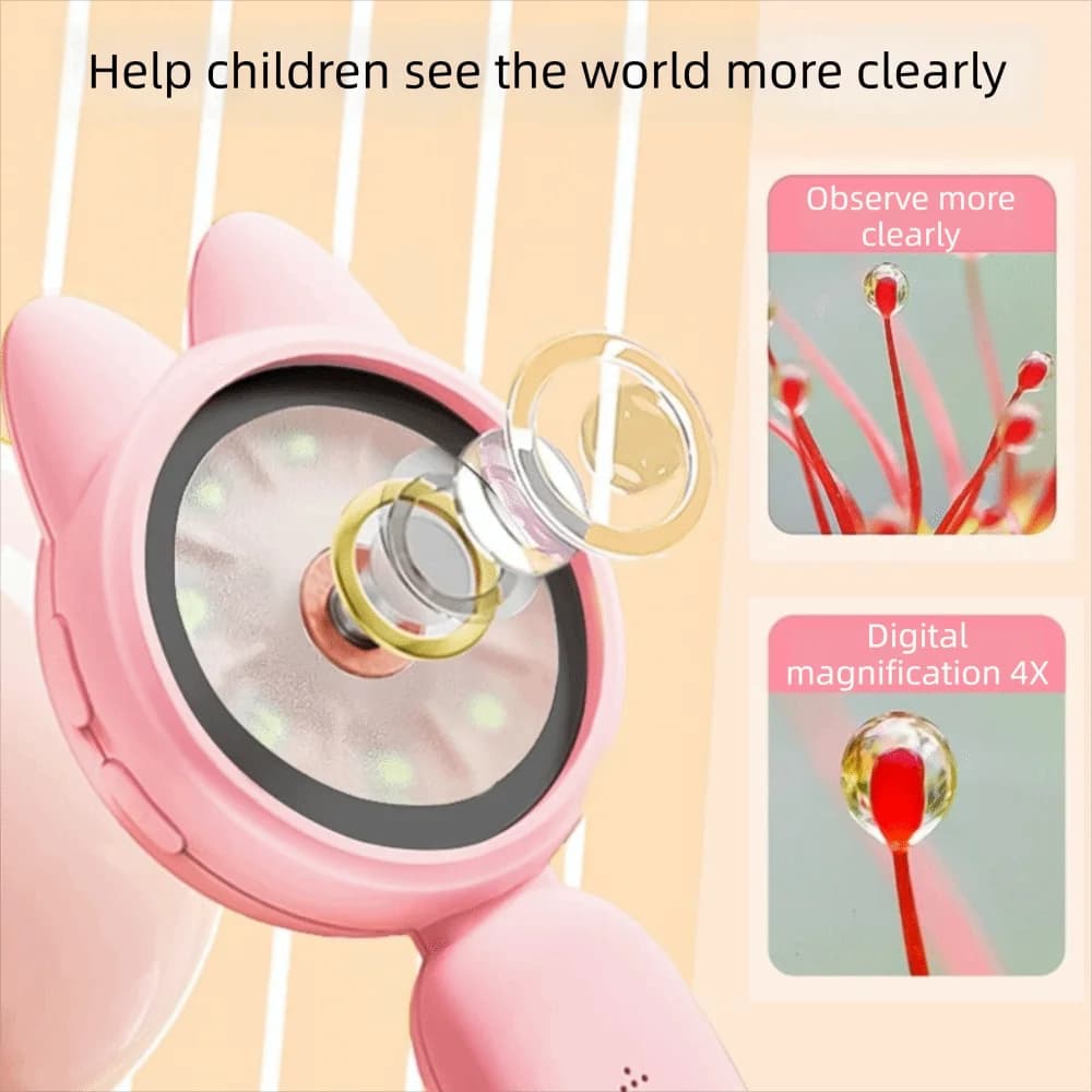 Microscopio Portatile con Ingrandimento 100X, Luci LED, Schermo IPS da 2 Pollici, Lente d'Ingrandimento per Monete, Microscopio Digitale per Bambini