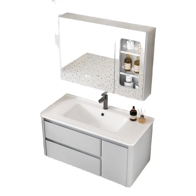 Stainless Steel Bathroom Mirror Cabinet With Lamp Toilet Wall-mounted Cabinet Separate Mirror Box Toilet