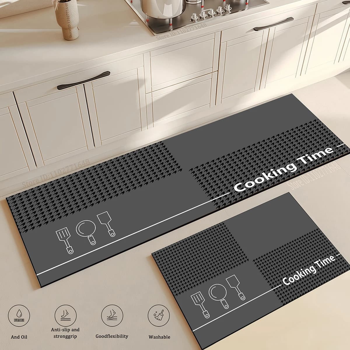Tappetino angolare da cucina Tappeto impermeabile Tappetini antiscivolo Tappeti lunghi Tappeto Plaid nero Tappeti decorativi per la casa Tappetino lavabile