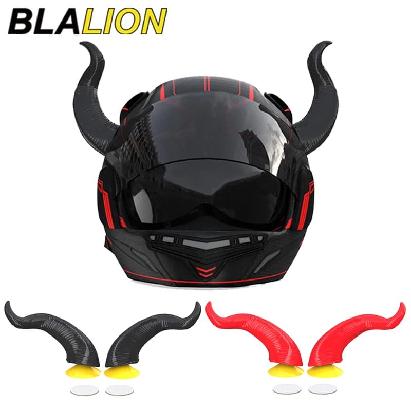 BLALION 2 pezzi decorazione casco moto corna del diavolo stile accessori casco moto adesivi styling cosplay con ventosa