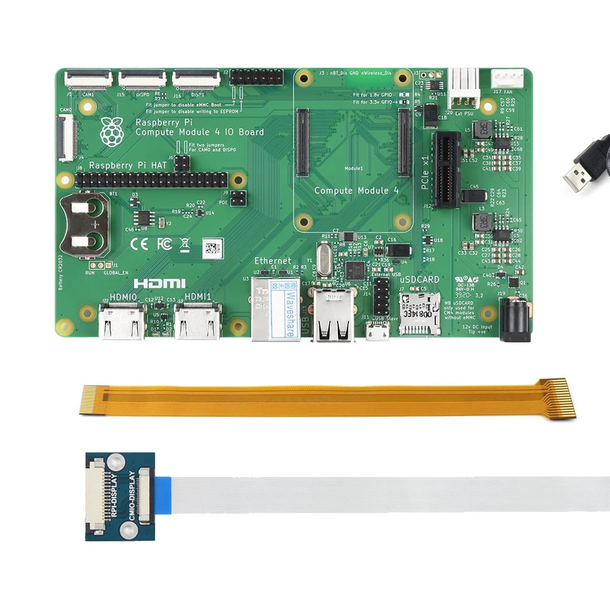 Waveshare Raspberry Pi Compute Module 4 development kit, with official IO card and optional 7" touchscreen.
