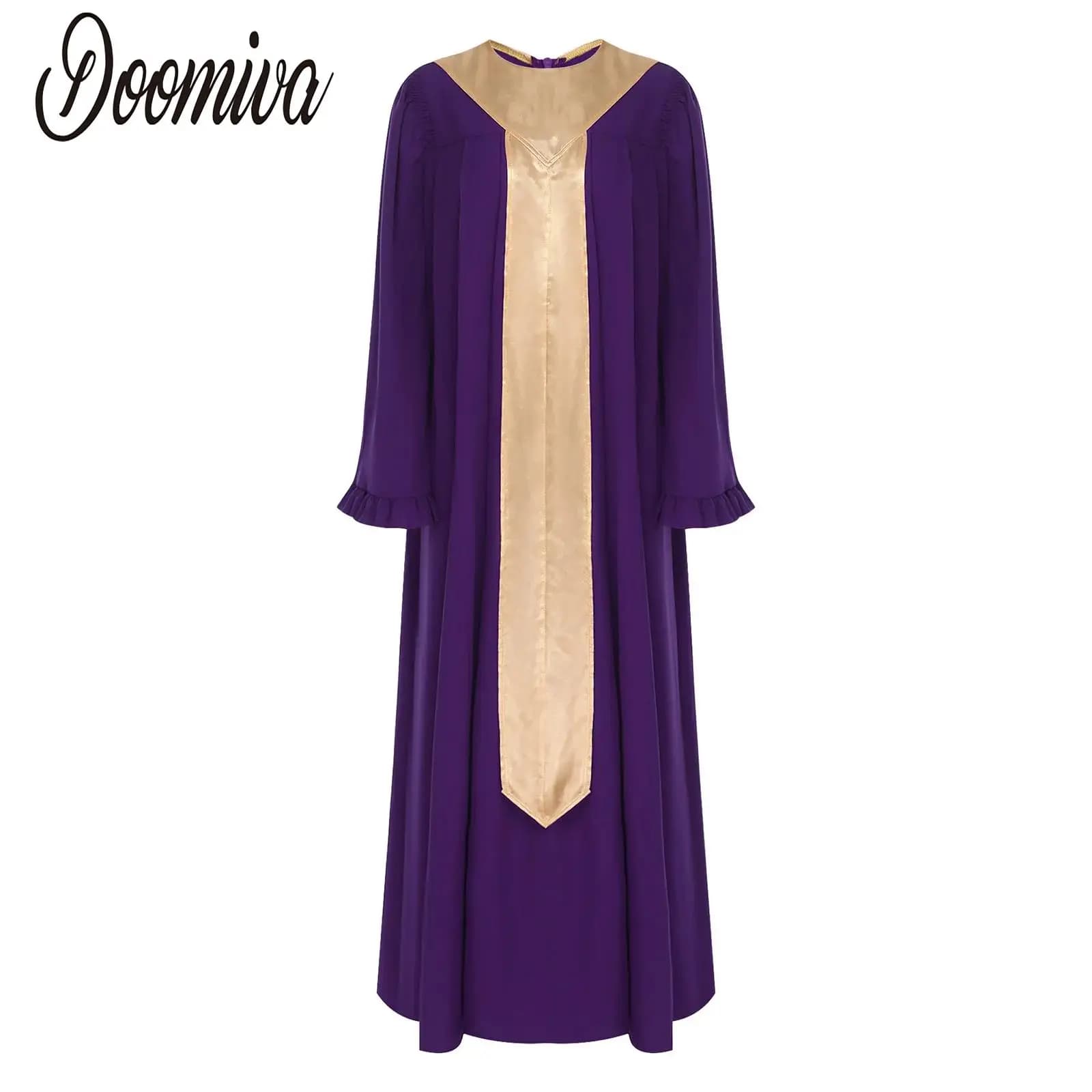 Abito da Donna per Cosplay di Pastore o Sacerdote Cristiano, Veste Liturgica per Coro della Chiesa, Abito da Lode e Danza per Halloween