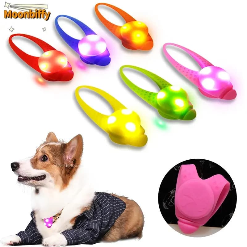 Ciondolo per cani gatto luminoso in silicone a luce LED per collare con coulisse anti-smarrimento accessori per animali domestici forniture papillon per cani
