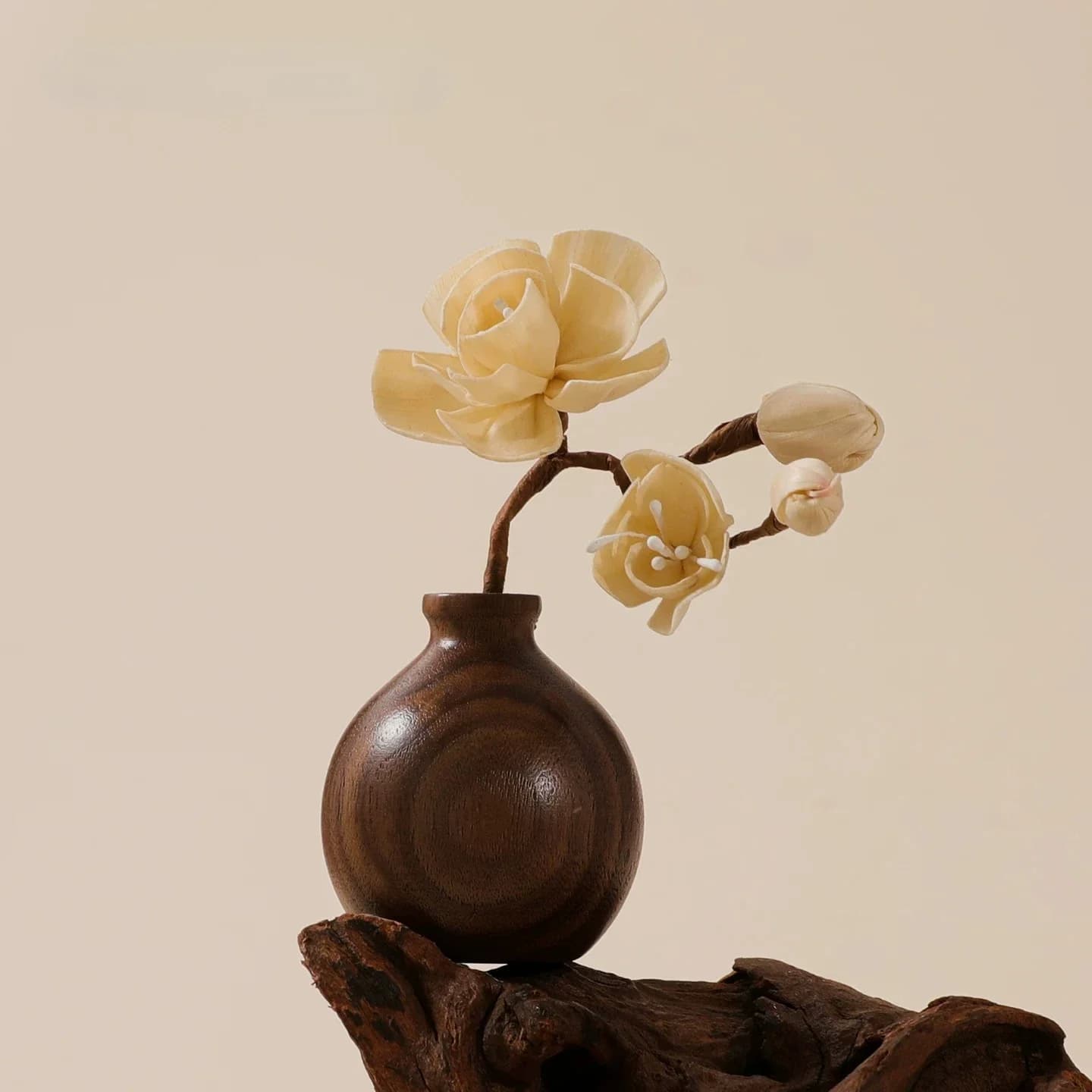Zen Walnut Wood Aromatherapy Diffuser New Chinese Style Small Vase Desktop Ornament Office Stress Relief Fragrance Home Decor
