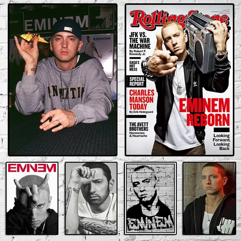 Dipinto Diamantato 5D Fai da Te Rapper Hip Hop Eminem, Mosaico Punto Croce Ricamo Rotondo Completo, Decorazione Casa e Regali