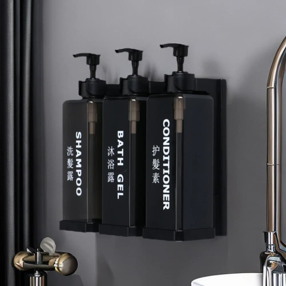 Hotel Shampoo and Shower Gel Separate Bottles Wall Mounted No Punching Hand Sanitizer Boxes Wall Mounted Manual Soap Dispensers