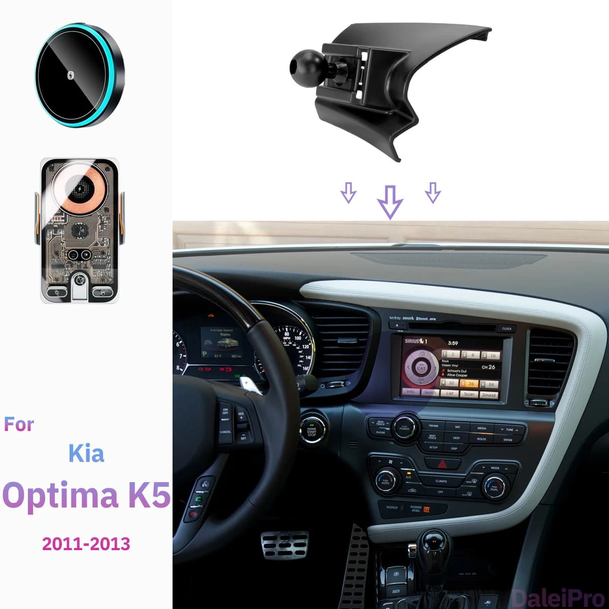 Supporto per Telefono con Caricatore Wireless per Kia Optima 2011 2012 2013 K5, Base Magnetica Forte con Aggancio Automatico