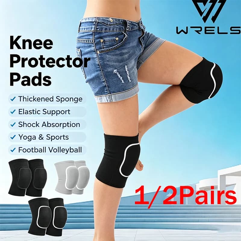 1/2Pairs Knee Protector Thickened Sponge Running Cycling Knees Brace Elastic Yoga Volleyball Football Compression Knee Pads