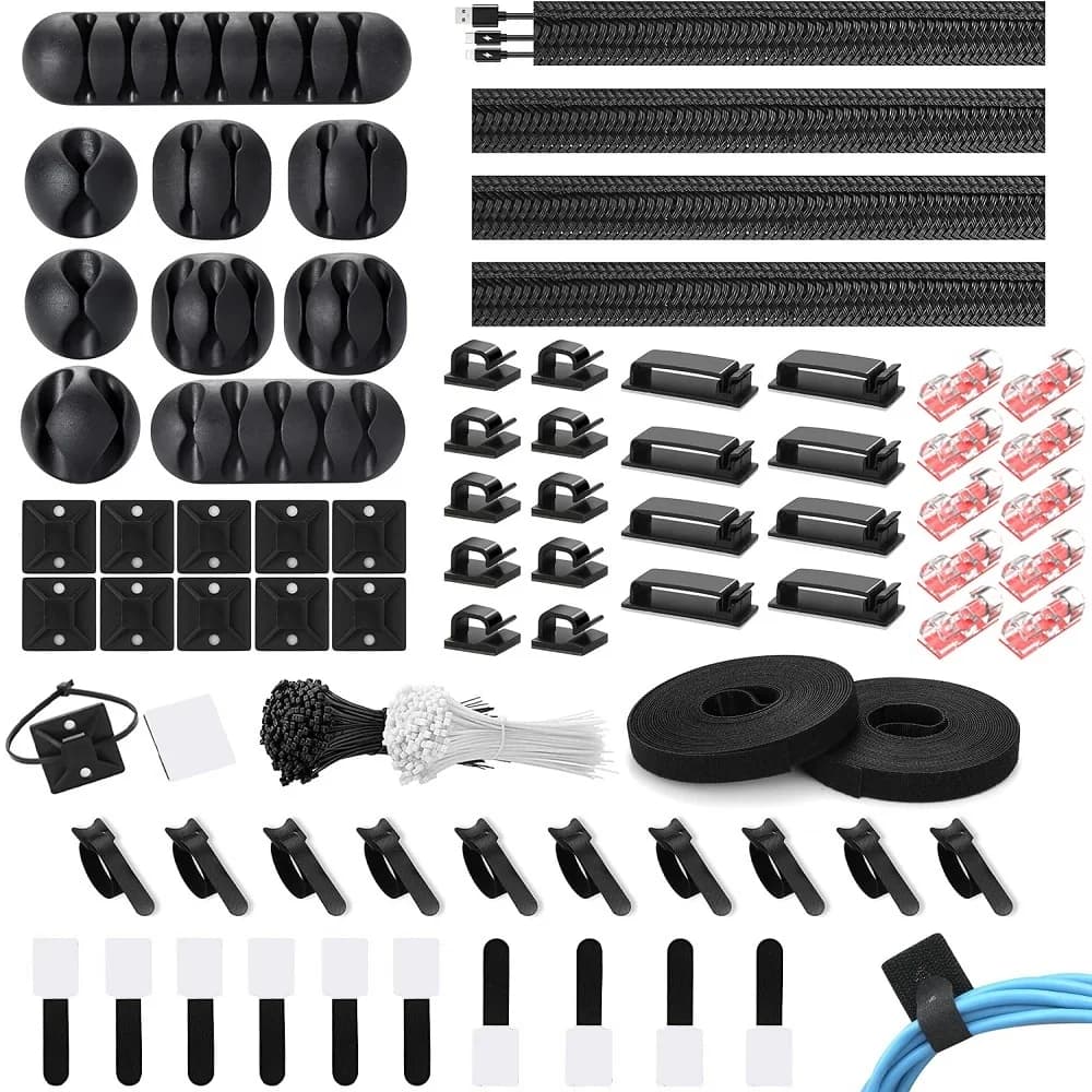 273 pezzi kit di gestione dei cavi cavo organizzatore di cavi fascette per cavi supporto per clip adesive divise mantenere il tuo computer cavi TV ordinati