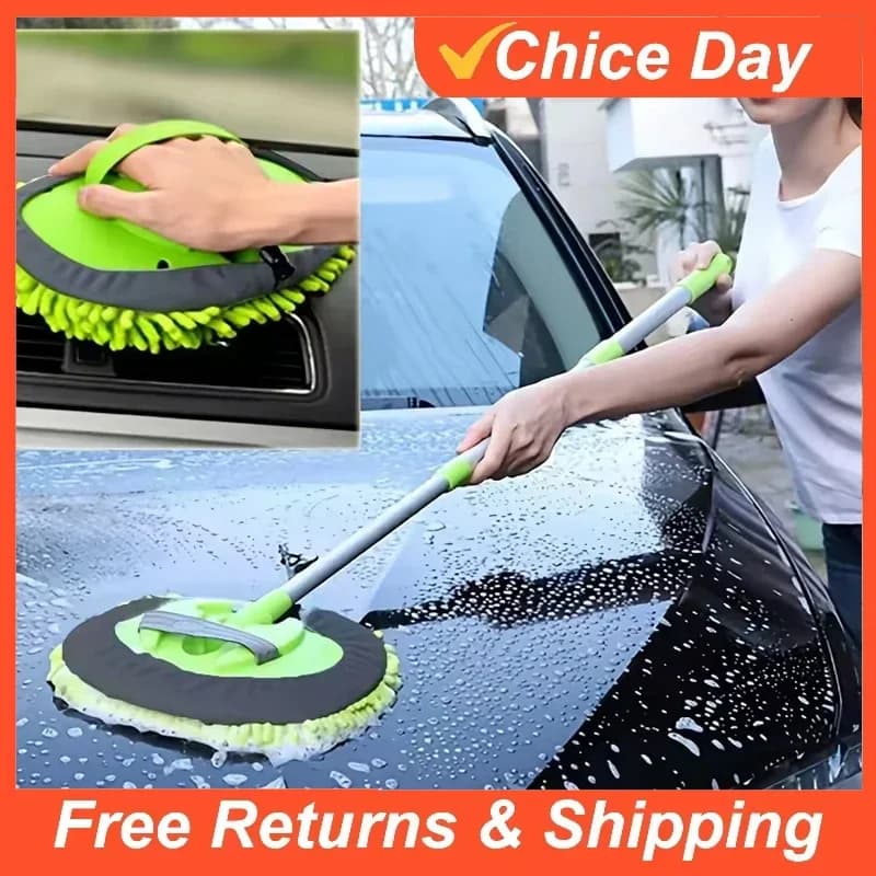 Non-Cotton Car Wash Brush Mop - Soft Bristles Retractable Long Handle, Scratch-Free Tool for Car Cleaning Amagi