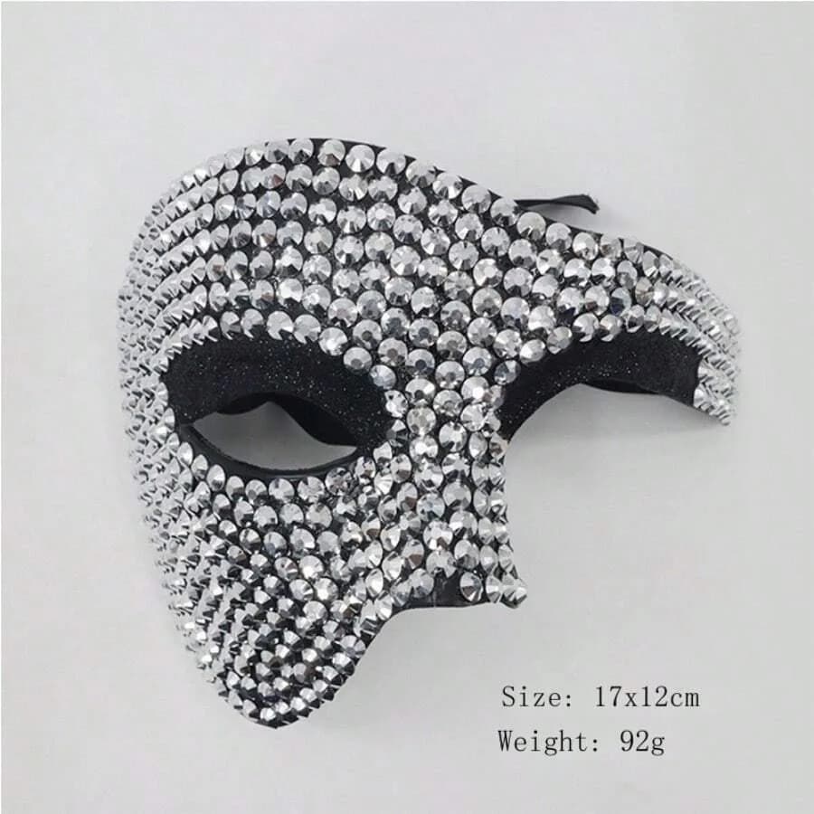 Glittery Rhinestone Half Face Mask With High-End Crystal Embellishments, A Fashion Unisex Eye Mask For Halloween, Carnivals and