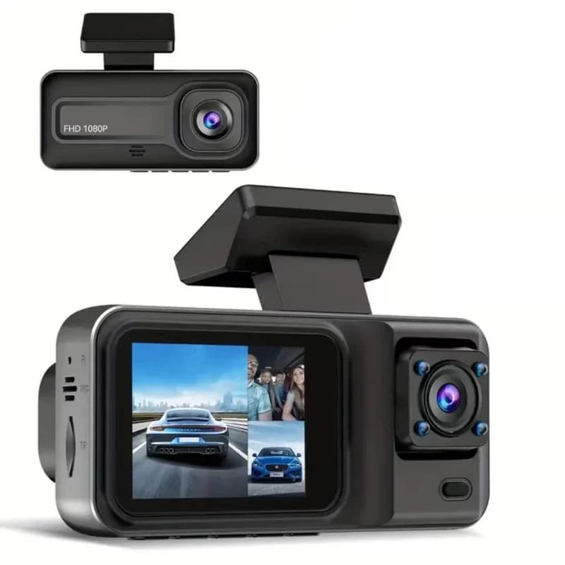 Dash Cam with IR night vision, 2 inch loop and IPS screen recording, 3 1080P cameras, DVR recorder, VCR, DVR for vehicles