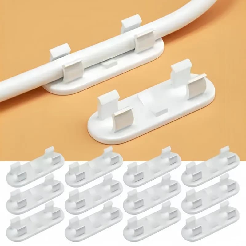 Organizzatore per cavi di rete bianco da 87 pezzi, autoadesivo, senza foratura, rimovibile, per casa e ufficio, sotto la scrivania, regolabile, fai da te