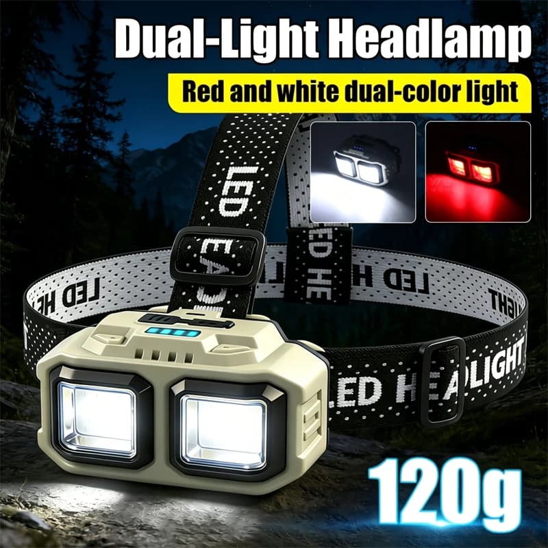 Lampada Frontale LED COB Ricaricabile, Luce da Lavoro Impermeabile per Campeggio e Pesca all'Aperto, Regalo di Natale per Lavoratori e Riparatori