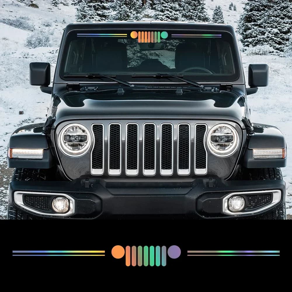 Adesivo in Vinile con Motivo a Griglia per Auto, Decorazione Fai-da-Te per Parabrezza Anteriore, per Jeep Wrangler JK JL Gladiator Renegade