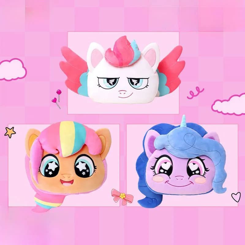 My Little Pony Plush Ita Bag Cute Big Face Stuffed Animal Shoulder Bag Soft Unicorn Crossbody Purse for Collection Perfect Gifts