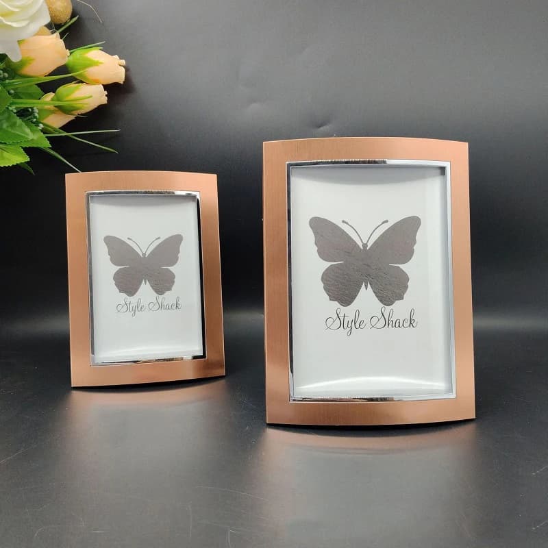 Brown Minimalist Metal Photo Frame - Simple Modern Tabletop Picture Frame for Effortless Style Home Decor
