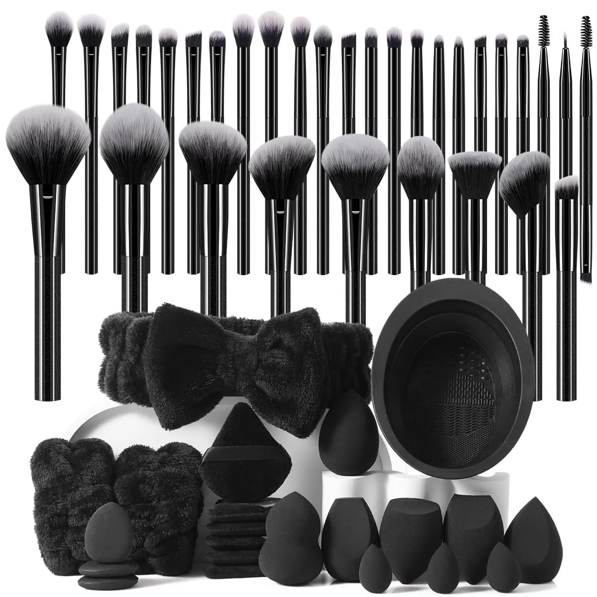 Set di 54 strumenti per il trucco: 32 pennelli per il trucco + 4 strumenti per il trucco + 18 spugne per il trucco