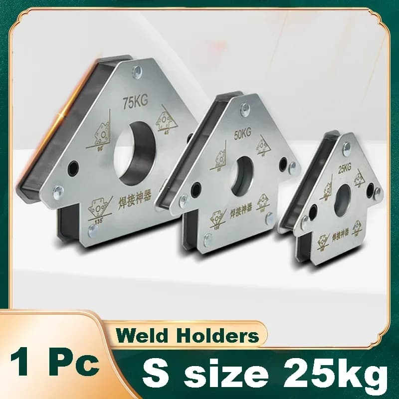 Fissatore per saldatura a freccia di dimensioni S Fissatore per saldatura magnetica Multiangolo da 25 kg con foro posizionatore Strumento ausiliario per saldatura elettrica