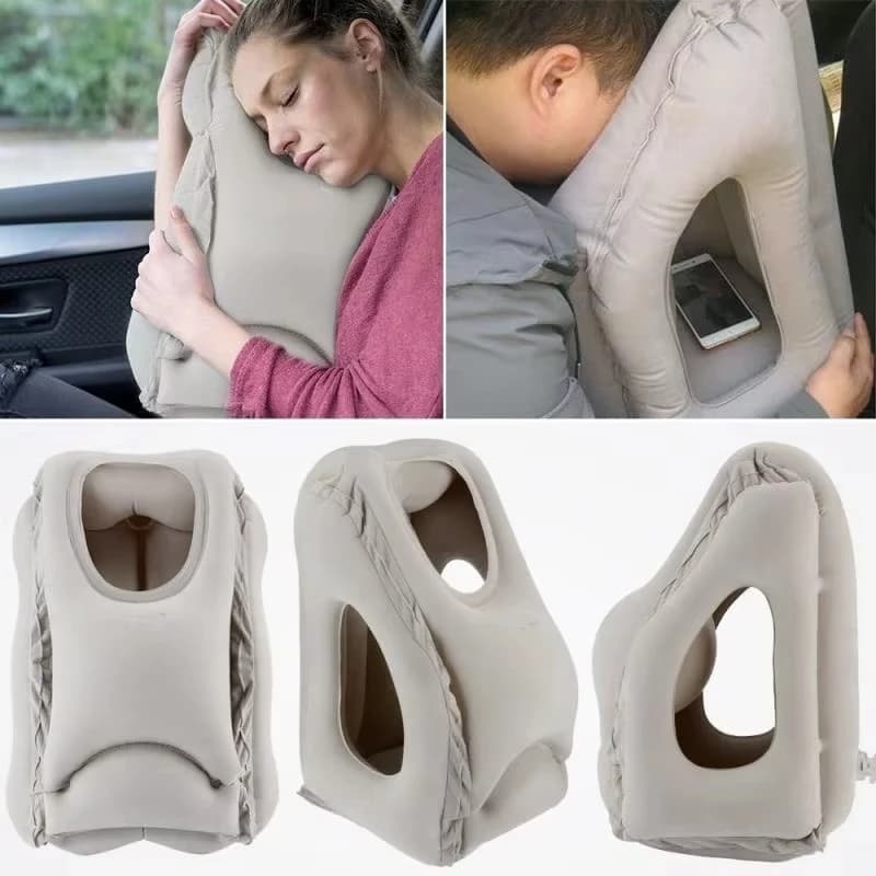 Cuscino d'aria gonfiabile aggiornato Cuscino da viaggio Poggiatesta Cuscini di supporto per il mento per cuscini per il pisolino del collo del resto dell'ufficio dell'aereo