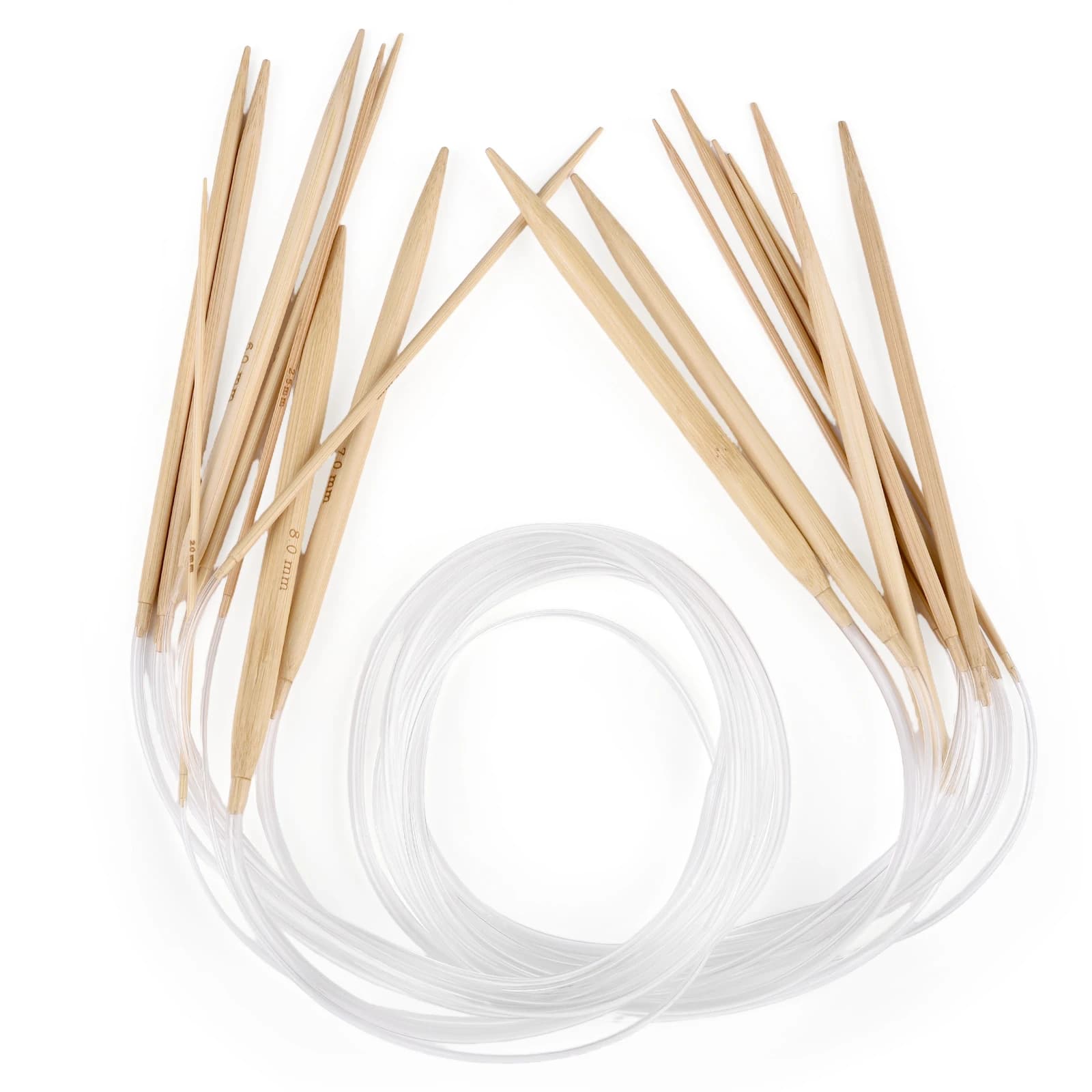 2-8mm Bamboo Circular Needle 80cm Long Ring Knitting Double Cusp Crochet Hooks DIY Knitting Crochet Weaving Smooth Sewing Tools
