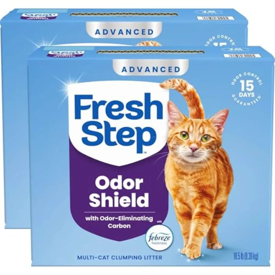 Odor Shield Advanced Lettiera Agglomerante per Gatti Multiuso con Febreze, 18.5 libbre, Confezione da 2, Confezione Reale Variabile