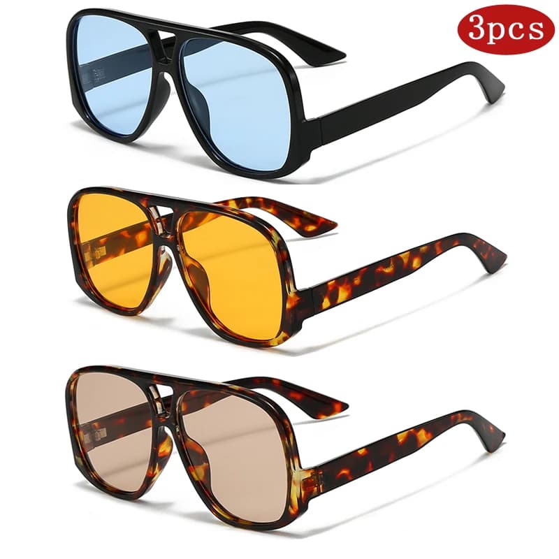 Sunglasses for Cars 1/3 Pieces Oversize Sunglasses Double Bridge Sunglasses Fashion Sunglasses for Outdoor Driving Travel Glasses UV400 Glasses