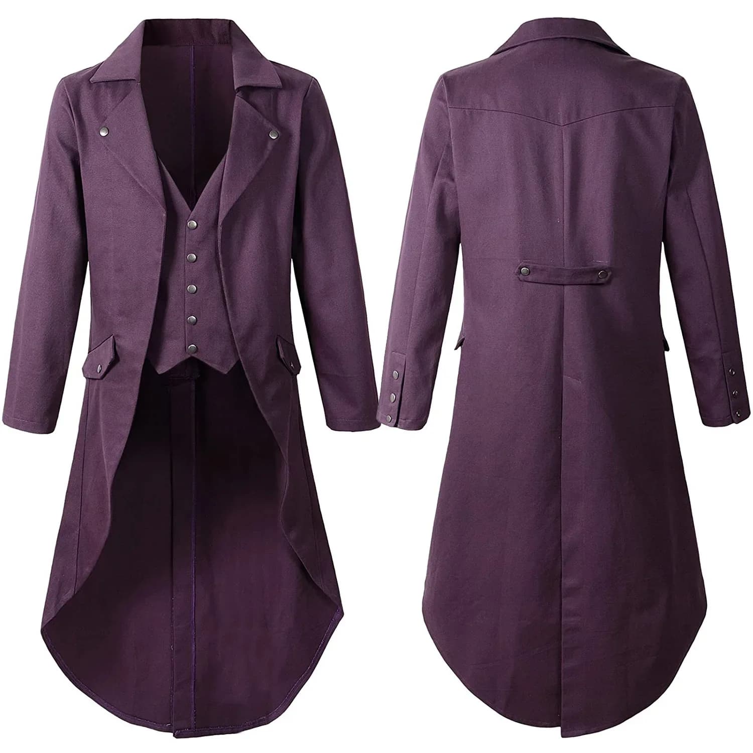 Giacche Nere Medievali per Uomo, Costume Gotico Steampunk, Frac in Broccato Damascato Nero per Matrimoni e Halloween