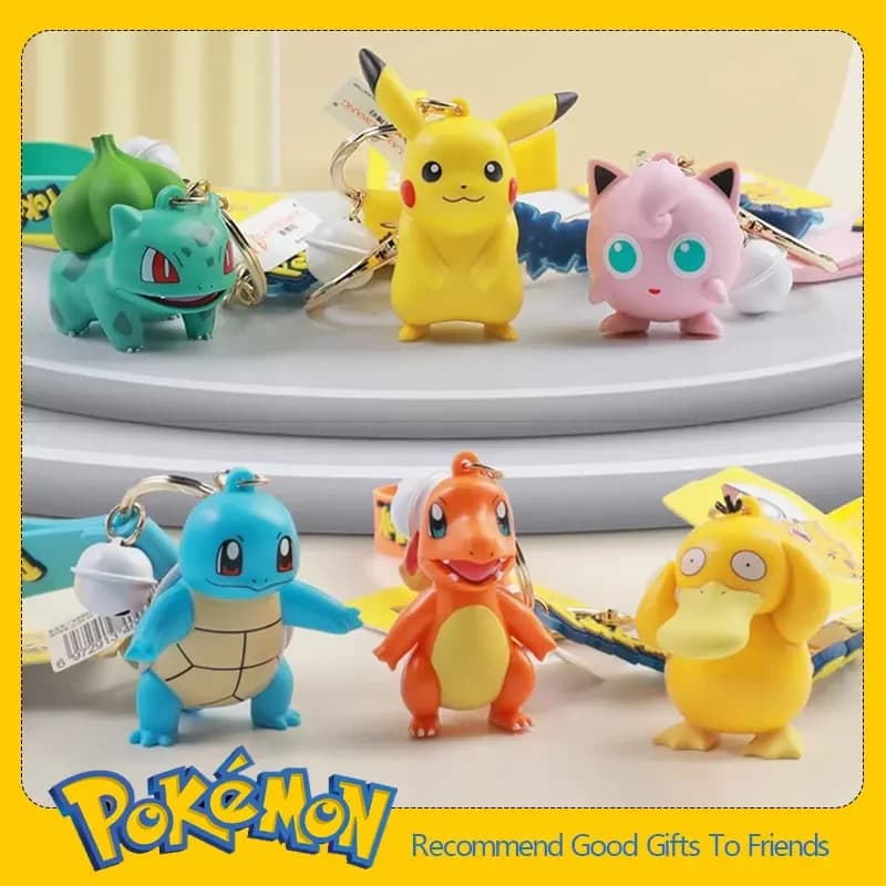 Pokemon portachiavi Pikachu Bulbasaur Squirtle Jigglypuff Charmander Psyduck Anime Action Figures giocattolo Kawaii portachiavi giocattoli bambole