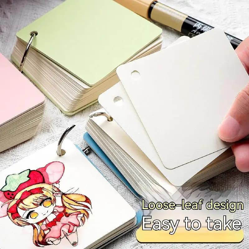 55 fogli/pz Mini blocco note vuoto Anello in metallo portatile Raccoglitore a fogli mobili Blocco note appiccicoso Blocco note Forniture per notebook stazionario per ufficio