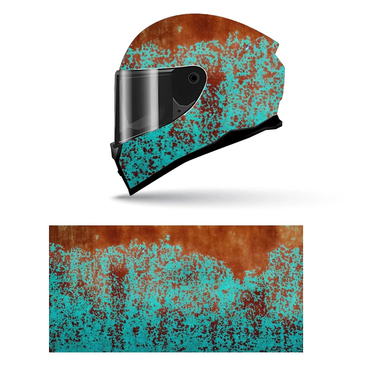 Adesivo avvolgente per casco pieno in metallo arrugginito astratto casco da moto da corsa decalcomania grafica adesivo decorativo per casco avvolgente in vinile