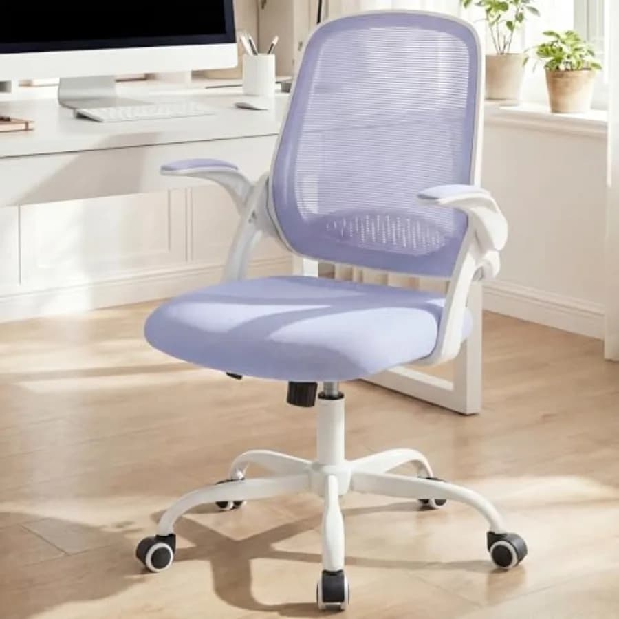 Sedia da Ufficio Ergonomica per Computer, Sedia da Gaming Confortevole in Rete con Braccioli Ribaltabili, Supporto Lombare, Altezza Regolabile e Ruote