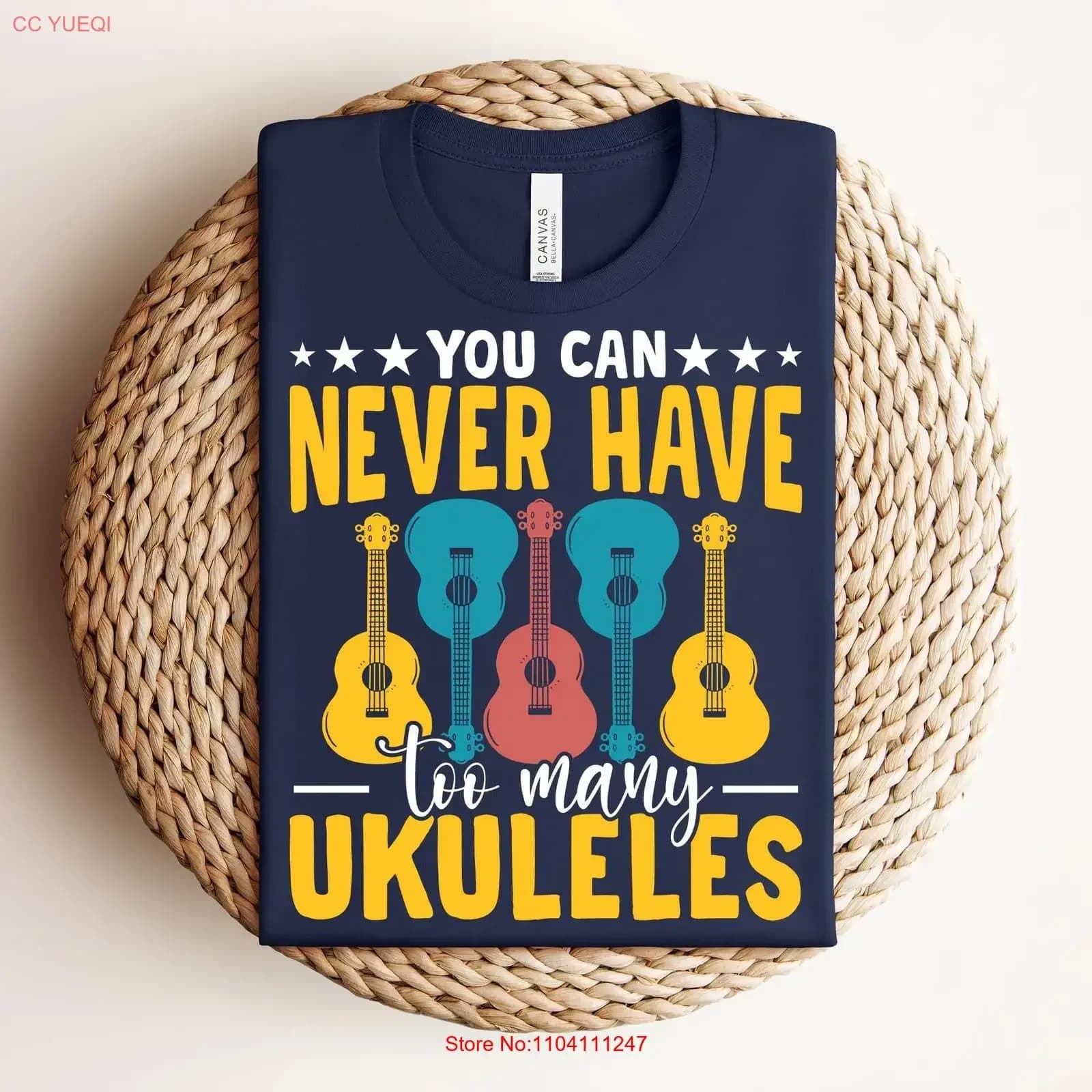 T-shirt Ukulele Night Vibes per musicisti, vintage, effetto lavato, streetwear elegante, casual, traspirante, alla moda, per tutti i giorni, morbida