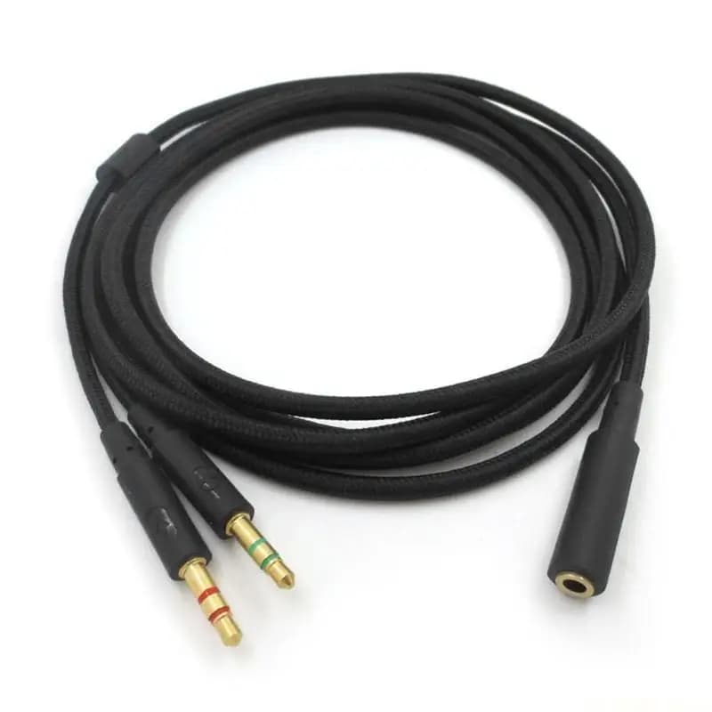 E56B Universal gaming headphone extension cable 2 in 1 3.5 mm for headphones