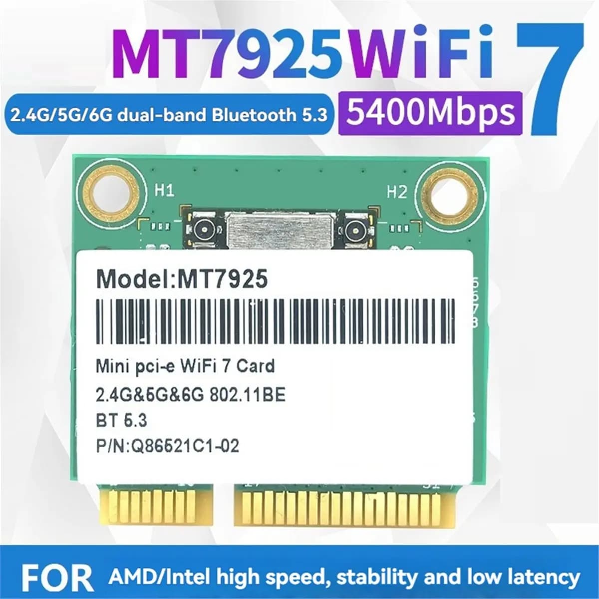 *A96ZZ MT7925 Scheda di rete WiFi 7 5400Mbps Bluetooth 5.3 Tri Band 2.4G 5Ghz 6GHz 802.11BE Adattatore WiFi MINI Scheda wireless PCIE