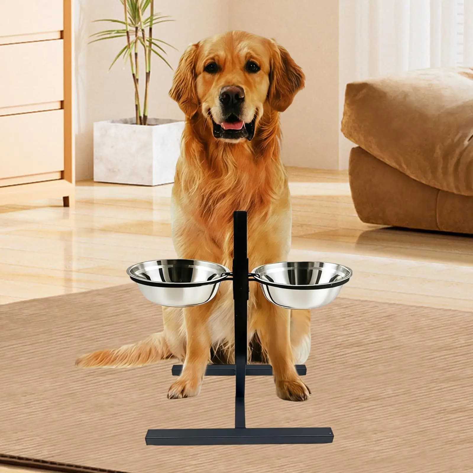 Supporto per ciotole per cibo e acqua, supporto stabile per cibo per cani, ciotole doppie per cani da compagnia per gatti da interno