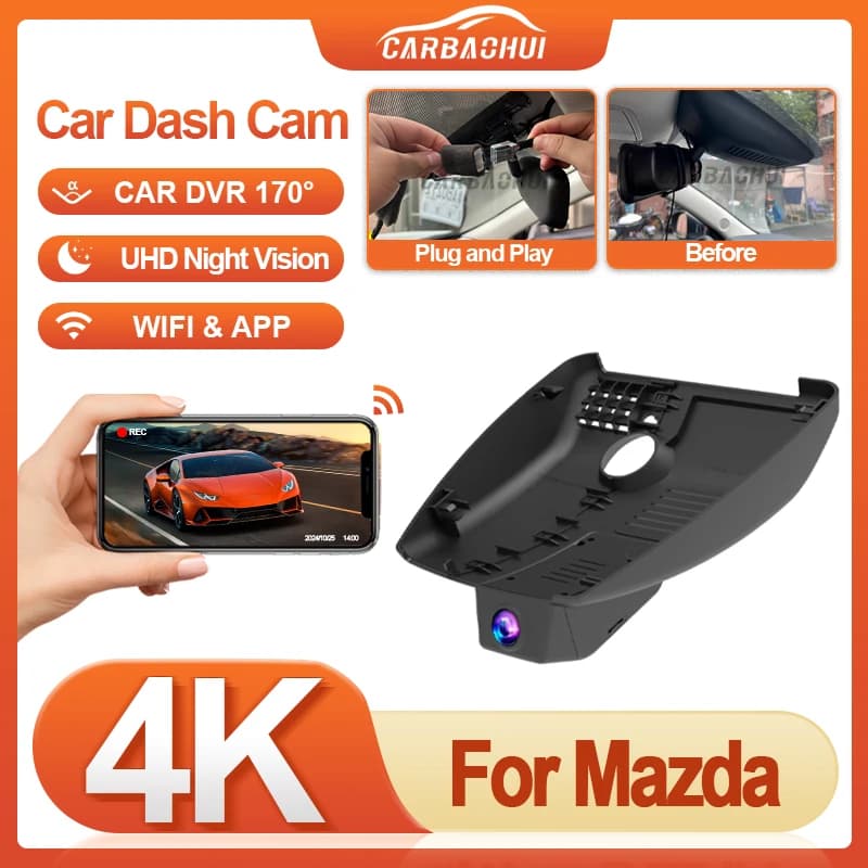 Plug and Play 4K HD Dash Cam LHD left guide for Mazda CX-9 CX-8 CX-5 CX-4 CX9 CX8 CX5 CX4 2018-2023 DVR car recorder
