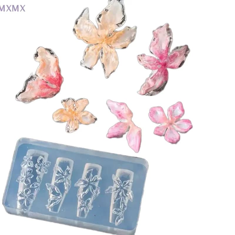 Stampo in silicone per nail art 3D Stampo per fiori di giglio di cristallo di ghiaccio estivo Stampo per ciondoli per unghie Decorazioni Mauicure di design fai da te