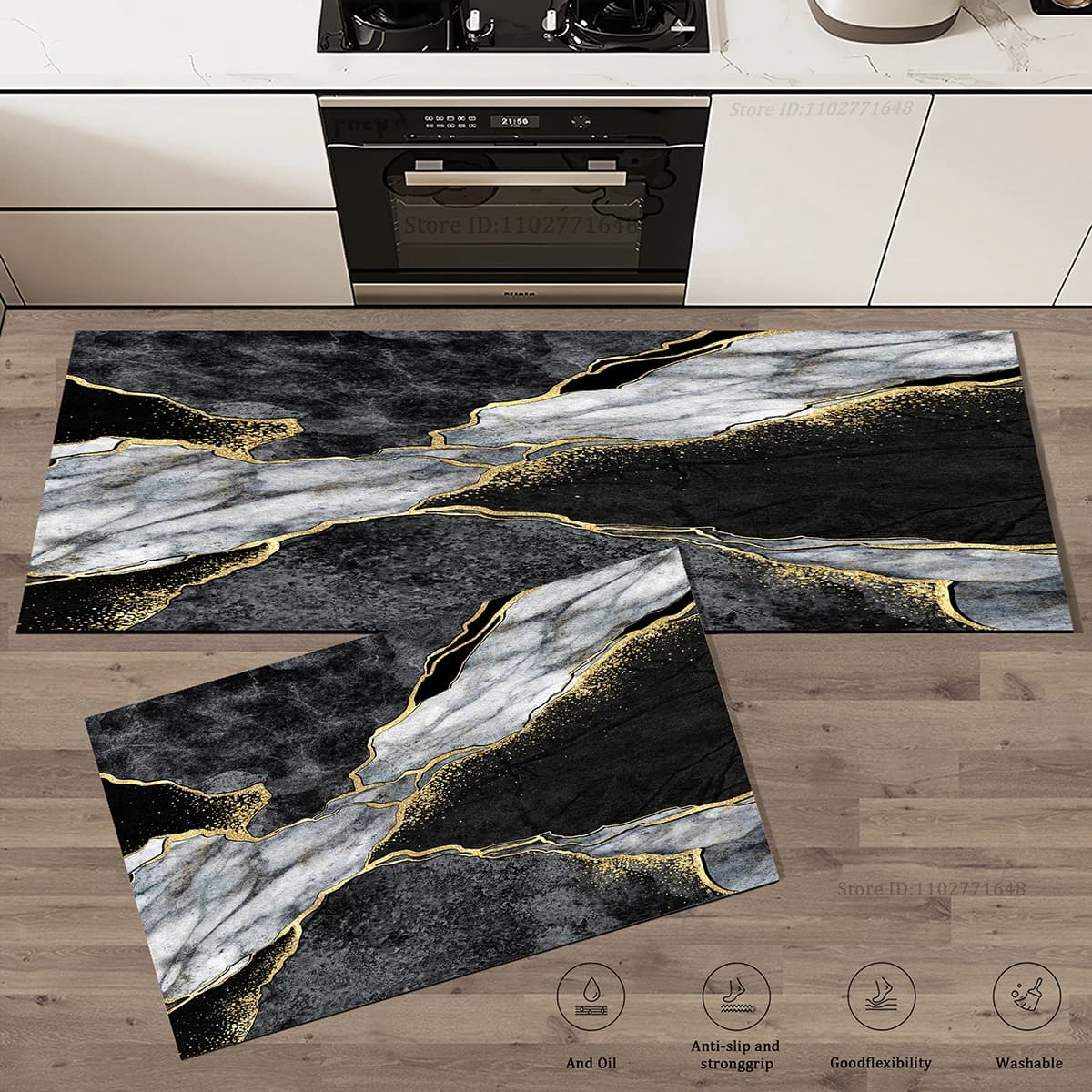 Kitchen absorbent carpets with marble pattern, zerbino, suitable for locker, washable, non-slip, for bathroom entrance, long and large colored mat